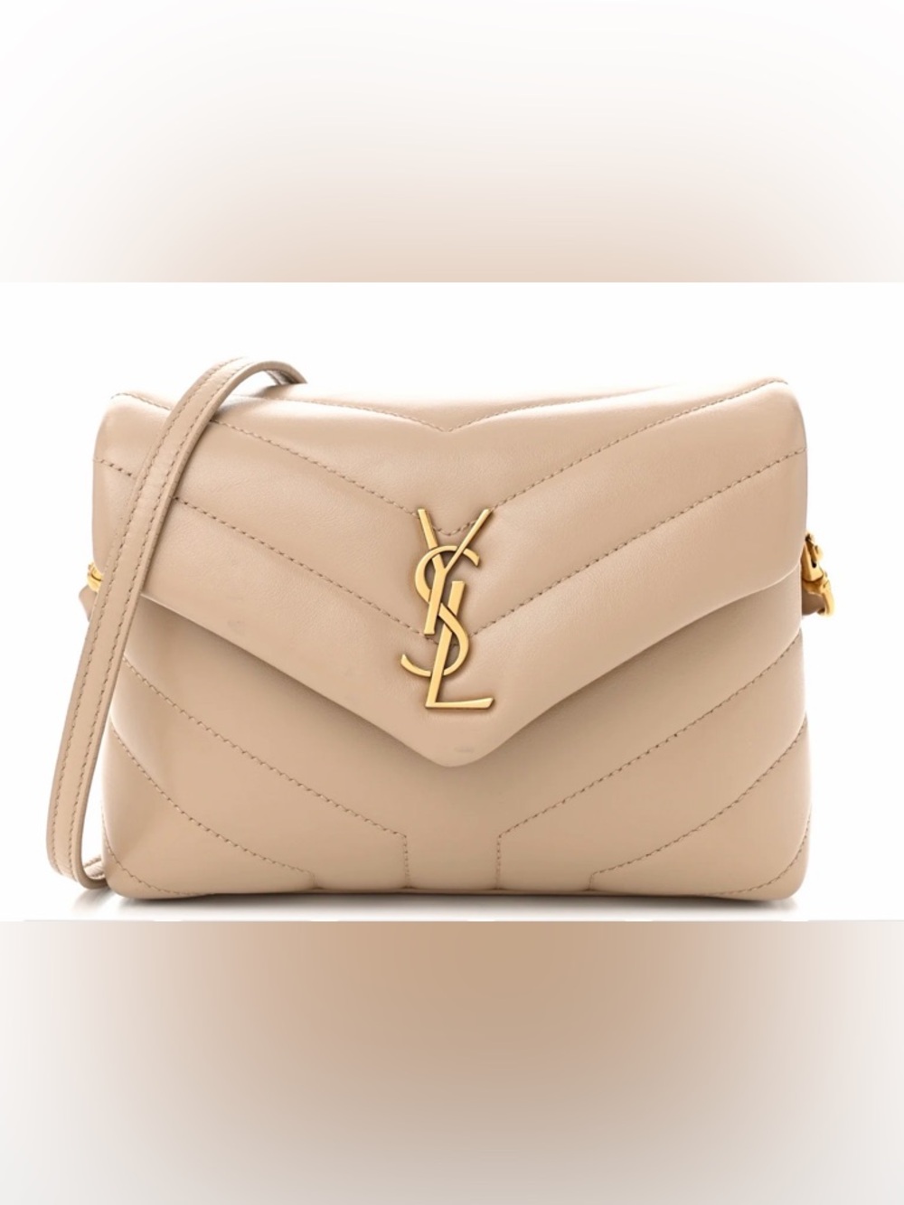 Saint Laurent Nude LouLou Toy Quilted Leather Crossbody with Gold YSL Logo